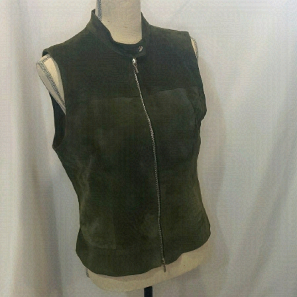 𝅺vintage ROOTS 100% Leather Green Vest RARE